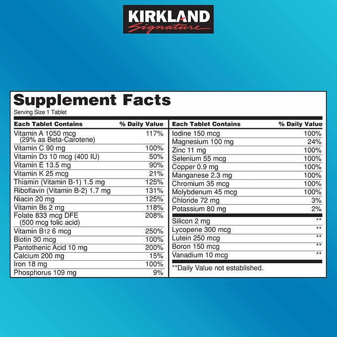 Thưc phẩm bổ sung Vitamins Tổng hợp Kirkland Daily Multi Vitamins (500 Viên) - Nhập khẩu Mỹ