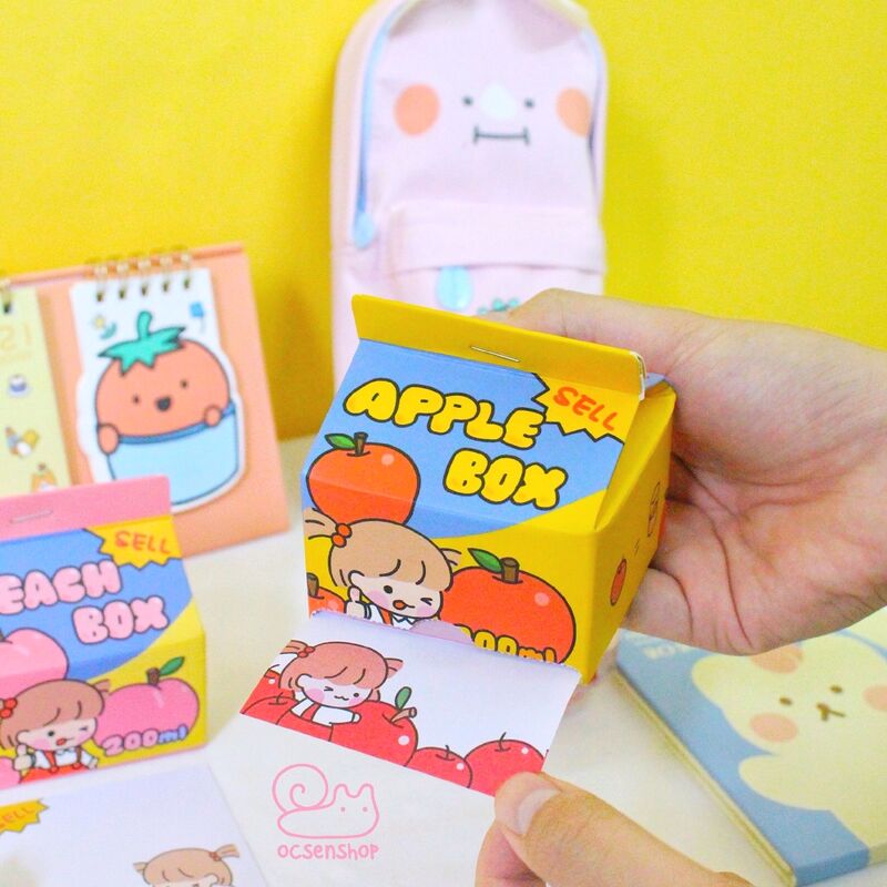 Giấy Note Hộp Sữa 200 Tờ Họa Tiết Xinh Xắn, Giấy Ghi Chú 200 Tờ Nhiều Màu Cute Hot Trend