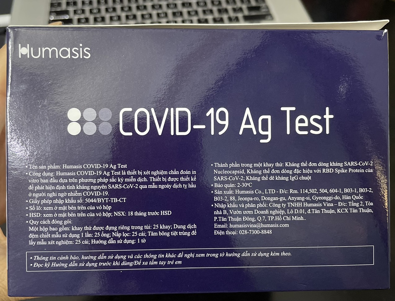 Kit Test Covid 19 Tại Nhà Nhập khẩu HUMASIS Hàn Quốc (Hộp 25 kit)