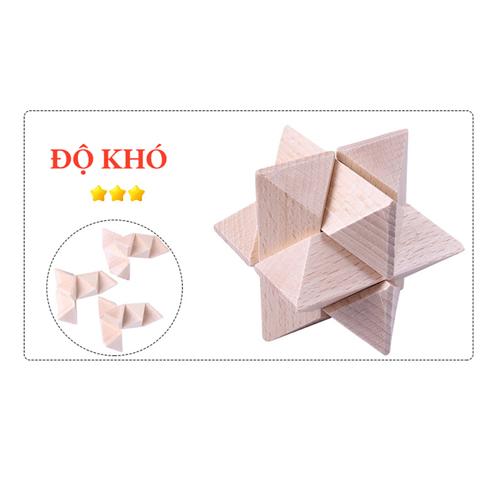 Set quà tặng 9 khóa gỗ Luban giải đố IQ phát triển trí thông minh rèn luyện tư duy logic và giải quyết vấn đề