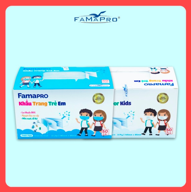 Khẩu Trang Y Tế Trẻ Em Cao Cấp FAMAPRO - 3 Lớp/Kháng Virus, Lọc Khuẩn, Bụi, 99% Tốt Nhất /