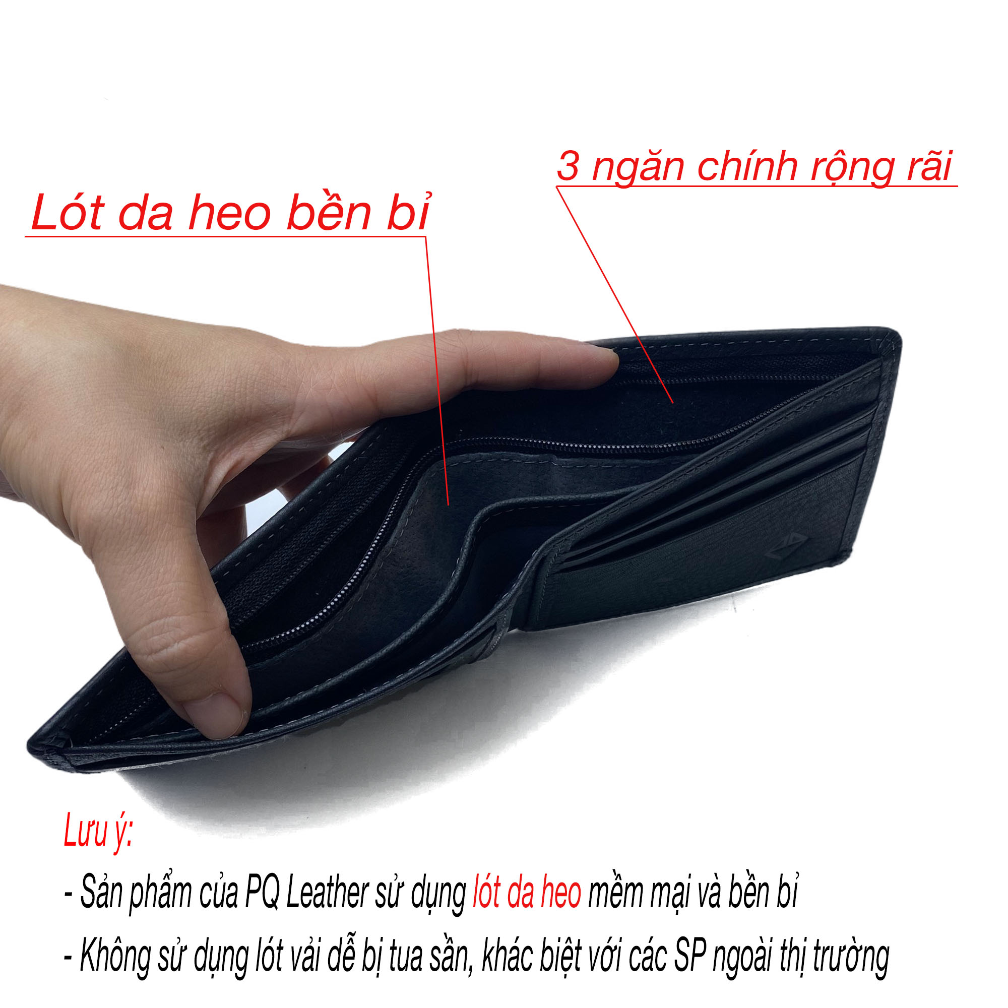 Ví nam da bò sáp Italy phối màu lịch lãm, sang trọng PQ Leather PV2 - BH 12 tháng
