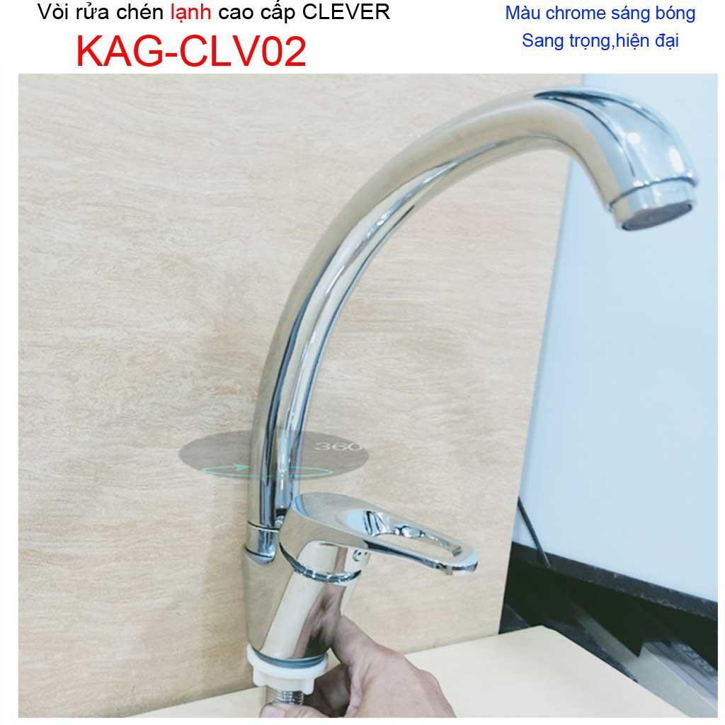 Vòi rửa chén bát KAG-CLV02, Vòi  nóng lạnh, vòi bếp nóng lạnh chậu rửa chén Clever