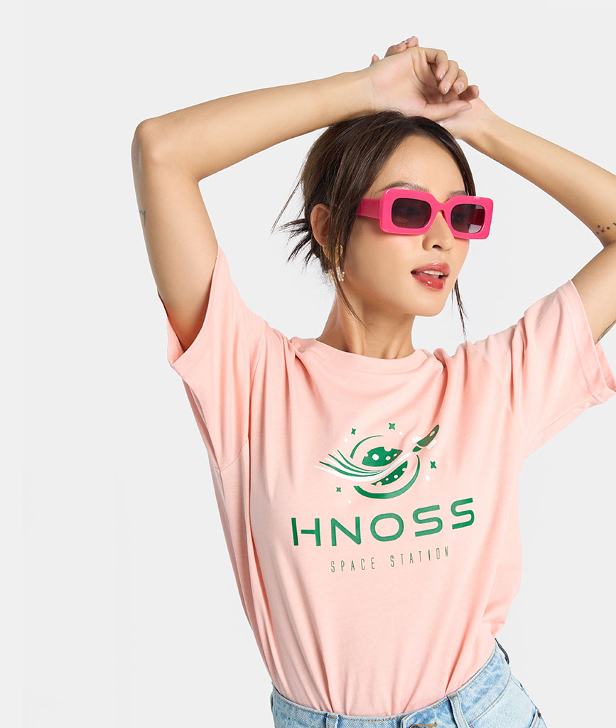 Áo Thun Nữ Thời Trang HNOSS Tay Ngắn In Chữ HNATH039