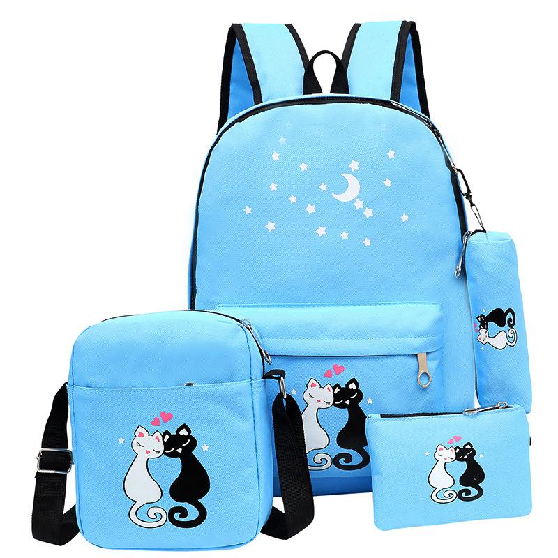 4 Bộ Mèo Trường Ba Lô Trẻ Em Túi Trẻ Em Học Túi Cho Bé Gái Bé Trai Vải Schoolbag Con Bagpack Có Túi Mochila