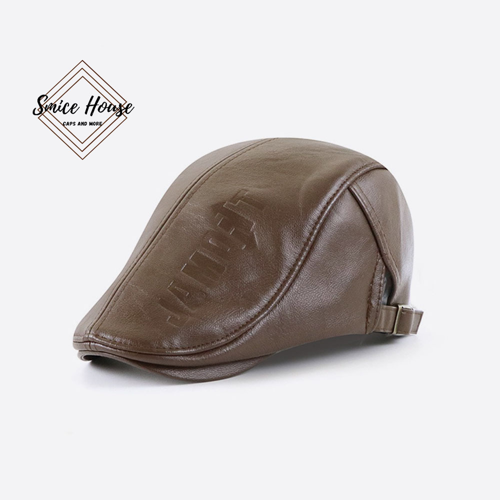 Nón beret da Jamont nam cao cấp logo dập nổi - mũ nồi nam cao tuổi thu đông cho ông và bố hàng nhập khẩu- Smice House