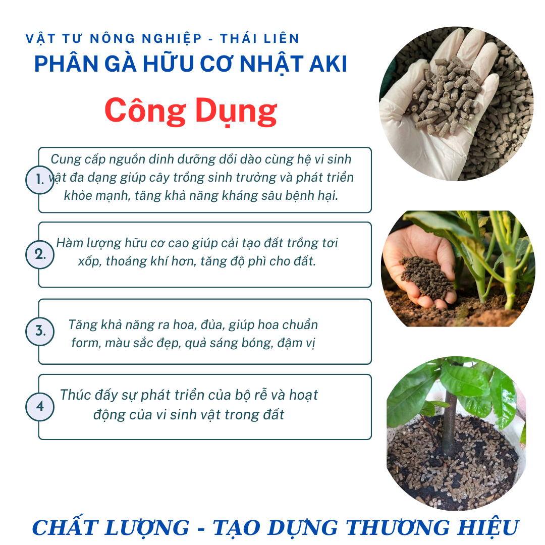 [Túi 1kg] Phân Gà Nhật AKI ĐGT Viên Nén Hữu Cơ Tan Chậm