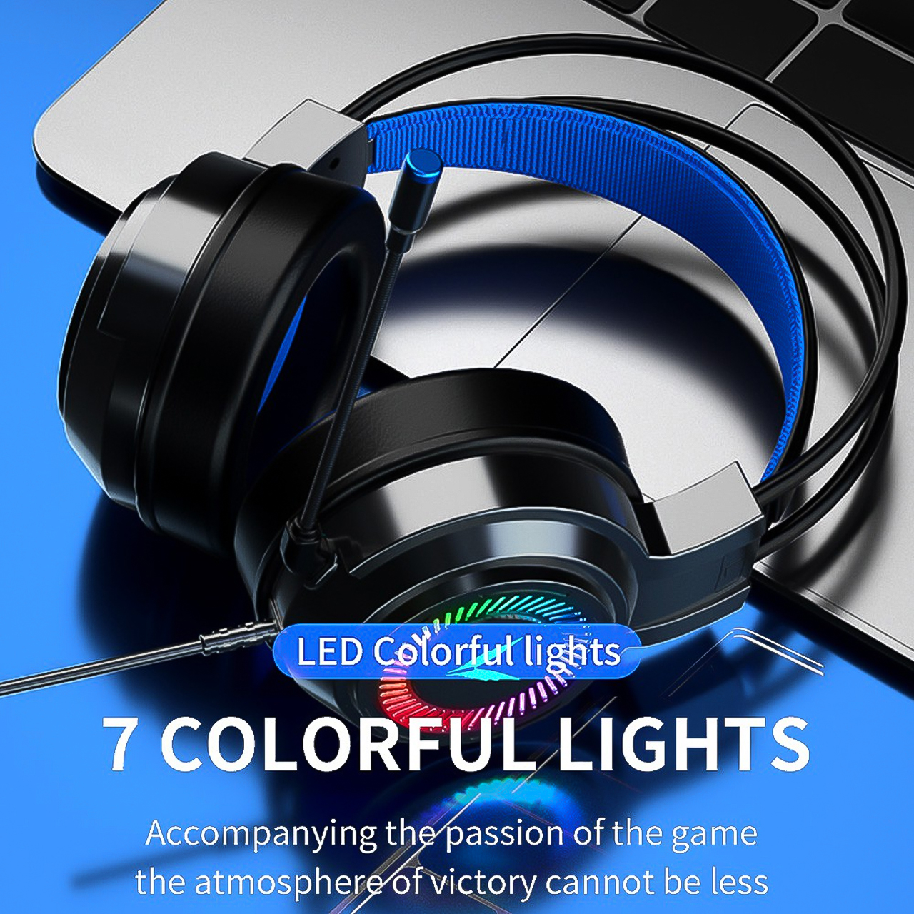Tai nghe chụp tai máy tính Vinetteam gaming G58 có đèn led đổi màu, mic đàm thoại, headphone chơi game trên laptop PC - hàng chính hãng