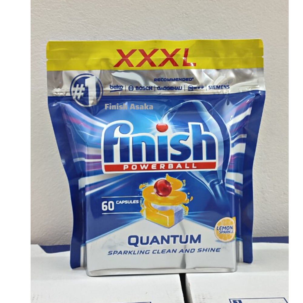 Viên rửa bát Finish Quantum Max Túi 60 viên, Hương Chanh - Chính Hãng.