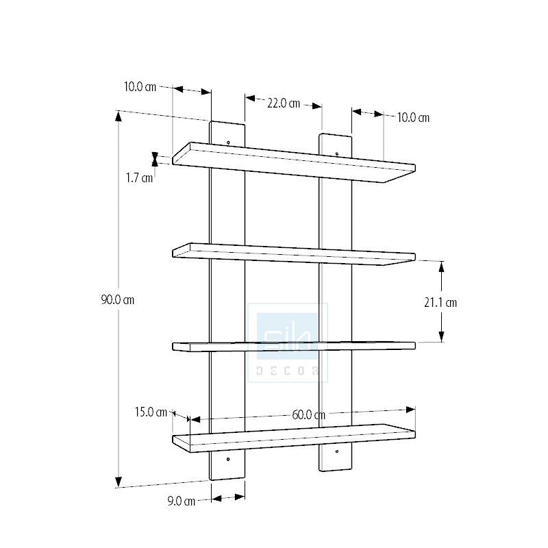Kệ Gỗ Treo Tường 4 Tầng Để Sách Vở, Tranh Ảnh Và Các Vật Dụng Trang Trí SIB Decor KT504