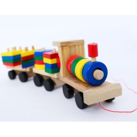 Tàu thả hình khối gỗ cho bé 2 đến 4 tuổi nhận biết màu sắc hình thể