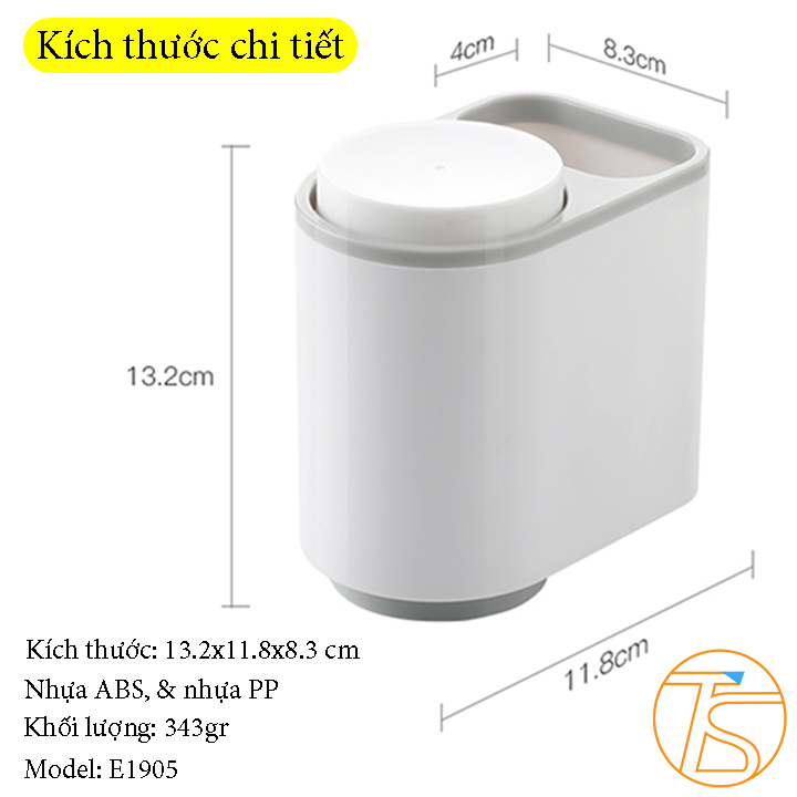Kệ Nhà Tắm Dán Tường Để Bàn Chải Và Kem Đánh Răng E1905 Có Theo 2 Cốc