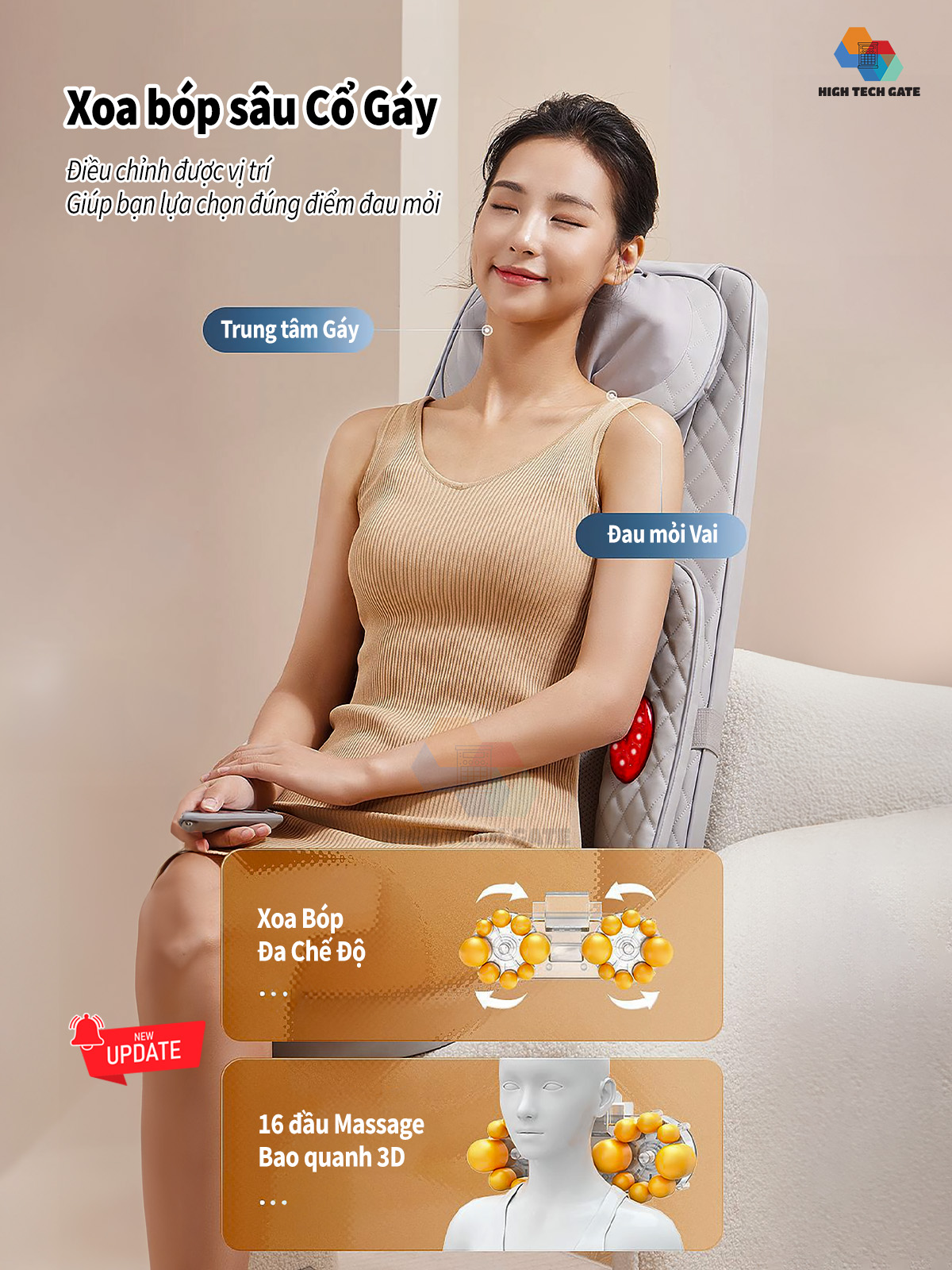 Đệm Massage Toàn Thân 918-7 Chế Độ Massage 3D, Tích Hợp Nhiệt Hồng Ngoại, 3 Cường Độ Xoa Bóp, 3 Mức Rung và Chườm Nóng, hàng chính hãng