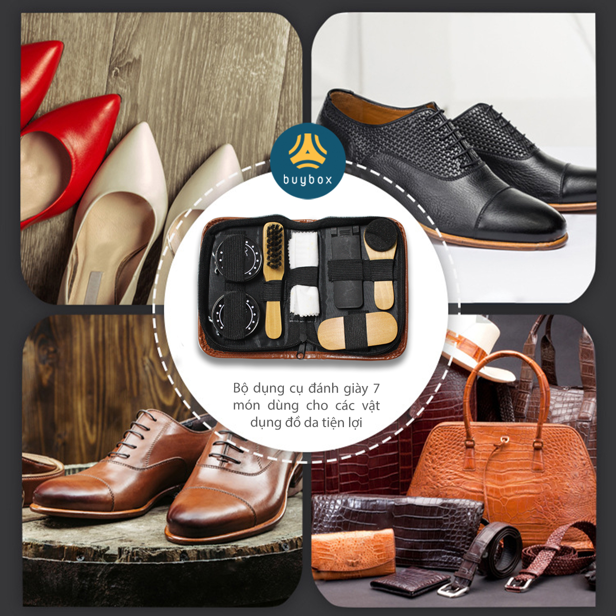 Bộ dụng cụ vệ sinh giày 7 món, thiết kế sang trọng thanh lịch, vệ sinh bụi bẩn và chăm sóc đôi giày bạn - Buybox - BBPK293