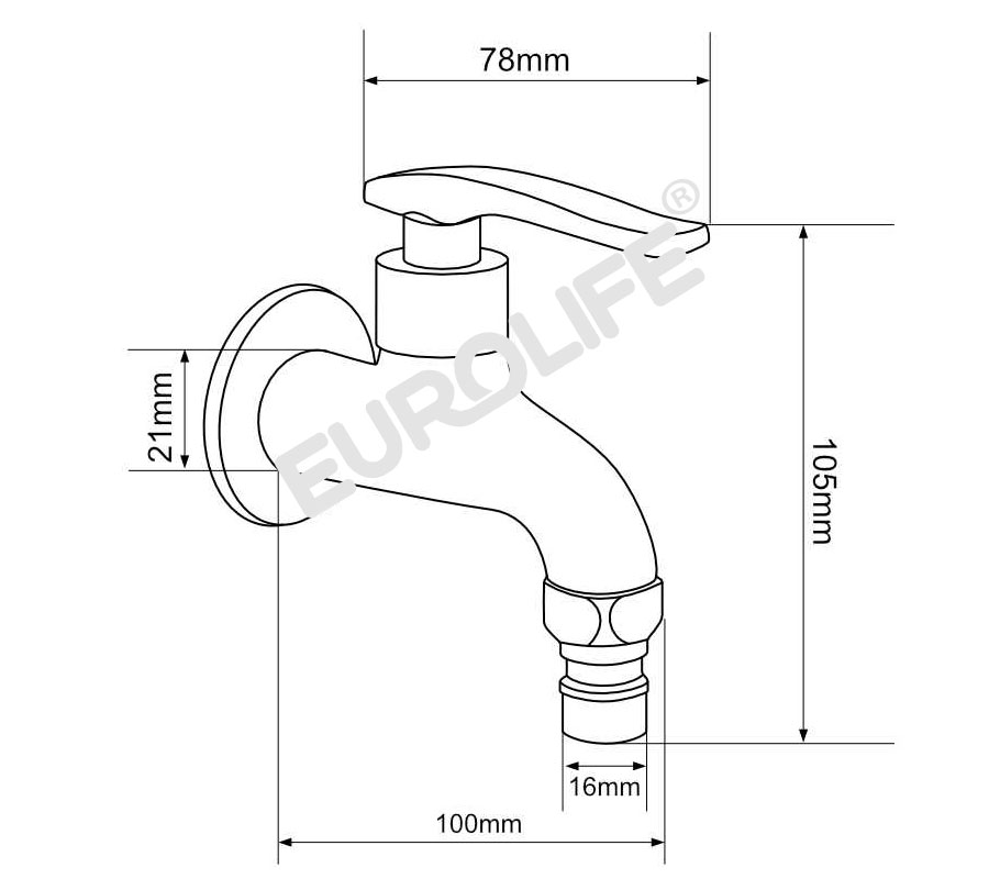 Vòi hồ - vòi máy giặt Eurolife EL-118 (Trắng bạc)