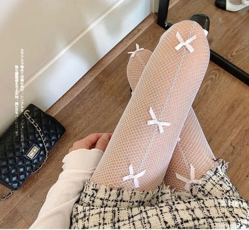 Quần tất lưới, vớ quần lưới đính nơ phong cách, sangtrọng, quyếnrũ, hàng Hot..trend Nữ đen Women Áo Bra