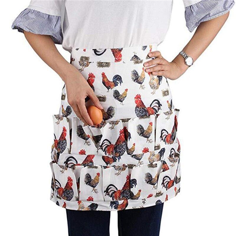 Cute Apron Cartoon Patterns Print Strappy Waist Cloth with Multiple Pockets for Cooking House Keeping