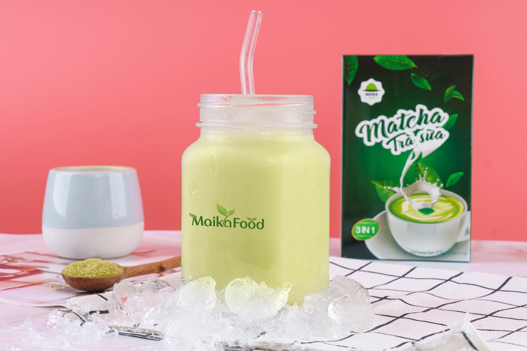 Trà Sữa Matcha - Matcha Latte MaikaFood Hoà Tan 3in1 Hộp 10 Gói 170gr