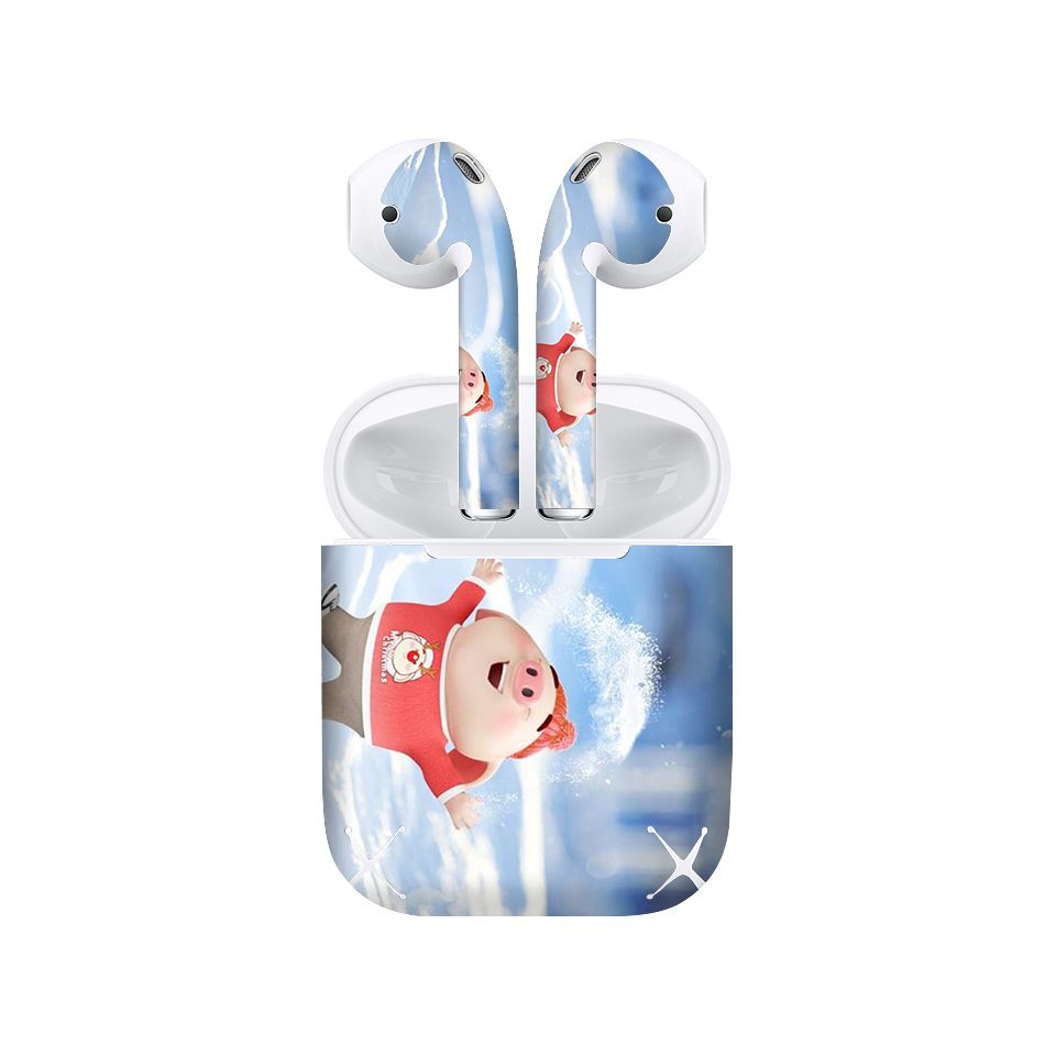 Miếng dán skin chống bẩn cho tai nghe AirPods in hình Heo con dễ thương - HEO2k19 - 017 (bản không dây 1 và 2)