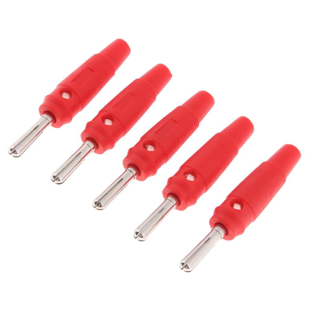 5Pieces 4mm Wire Audio Speaker Cable Banana Plug Connectors Adapter red