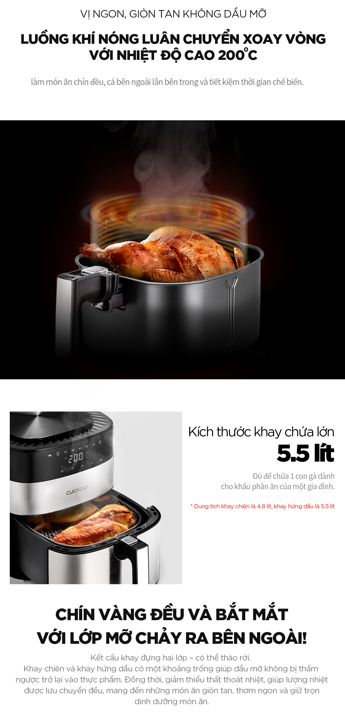 Nồi chiên không dầu Cuckoo CAF-G0510T/BKVNCV - Hàng chính hãng
