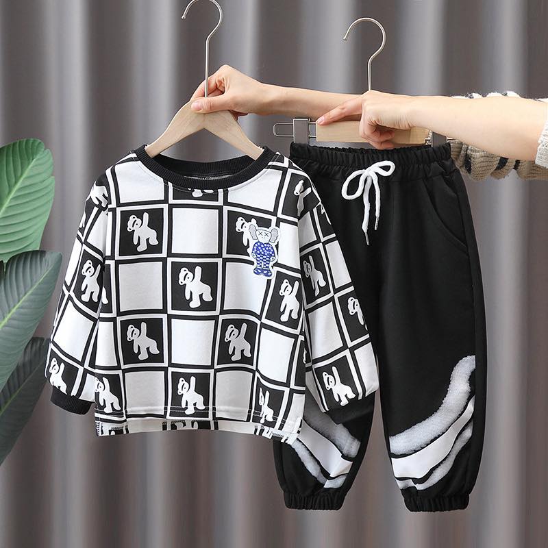 Set họa tiết gấu hàng loại đẹp  - Đồ Bộ thu đông cá tính cho bé