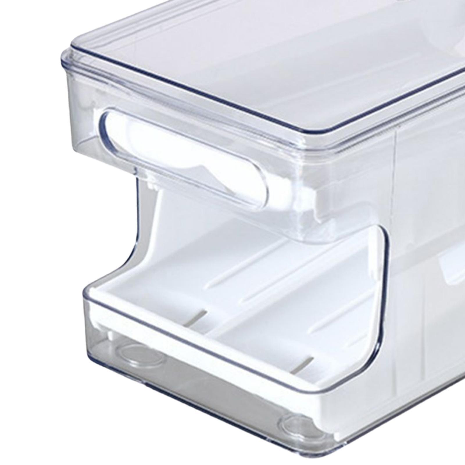Egg Storage Box Automatic Filling Stackable Organizer for Refrigerator Kitchen Household