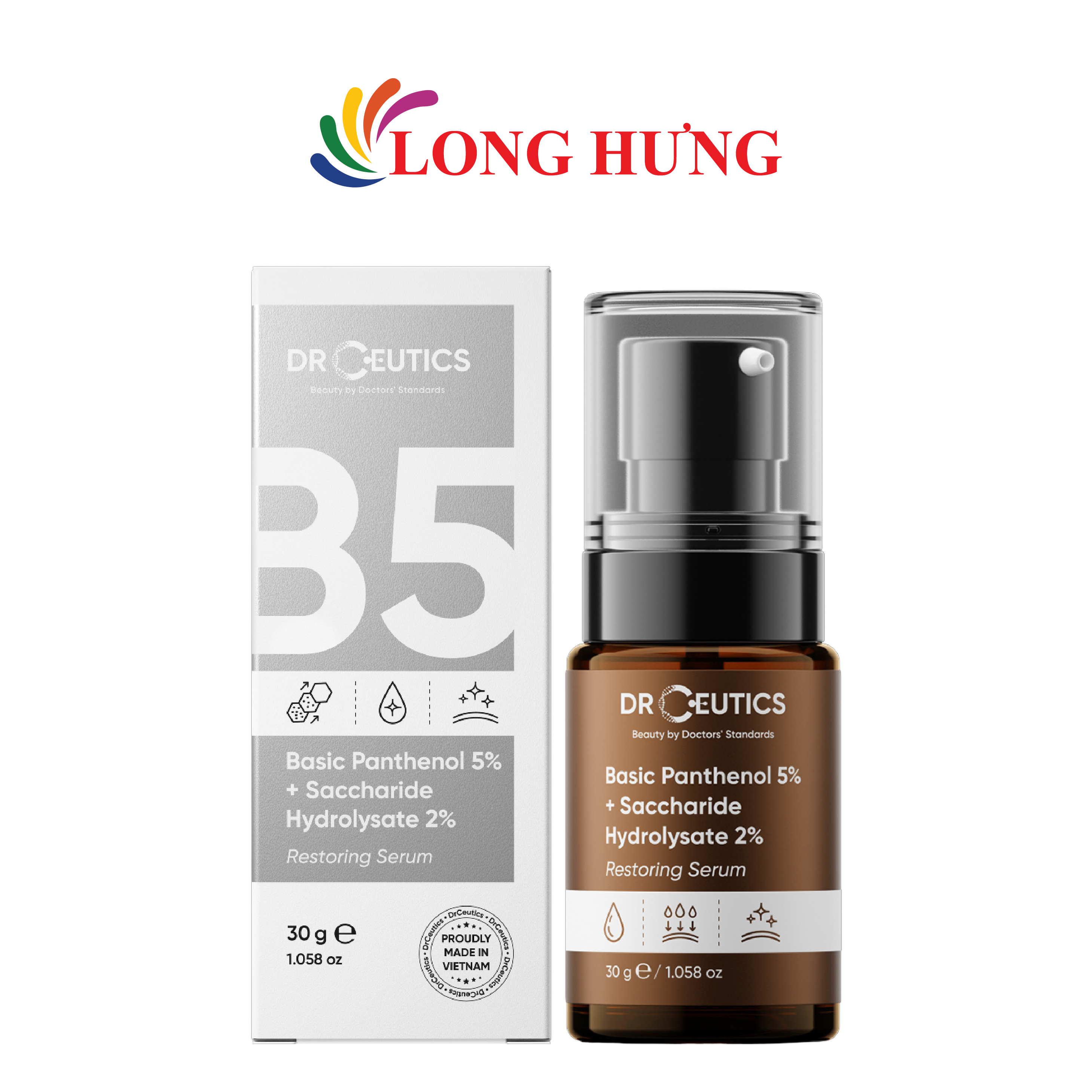 Tinh chất dưỡng ẩm DrCeutics Basic Panthenol 5% + Saccharide Hydrolysate 2% (30g/40g) - Hàng chính hãng