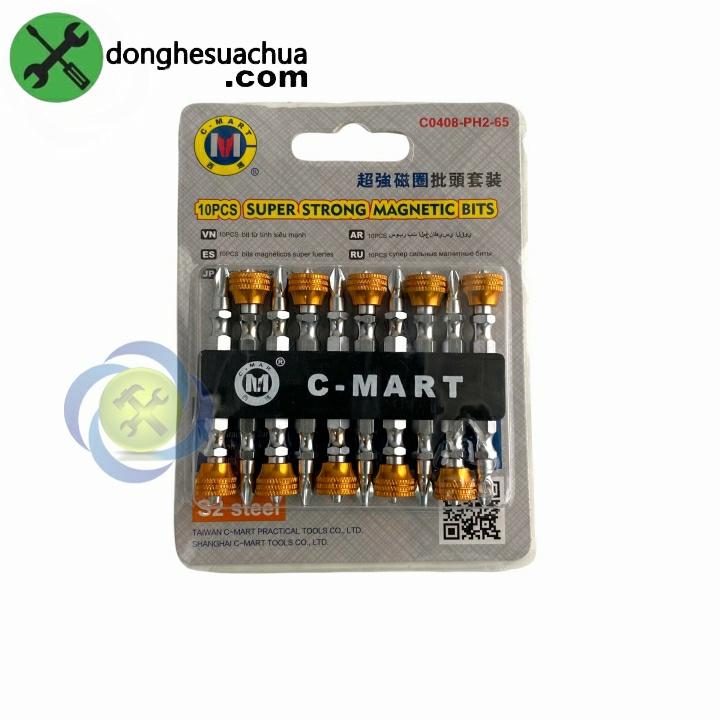 Mũi vít bake nam châm C-Mart C0408-PH2-65-10 loại 2 đầu dài 65mm (10 mũi/vỉ)