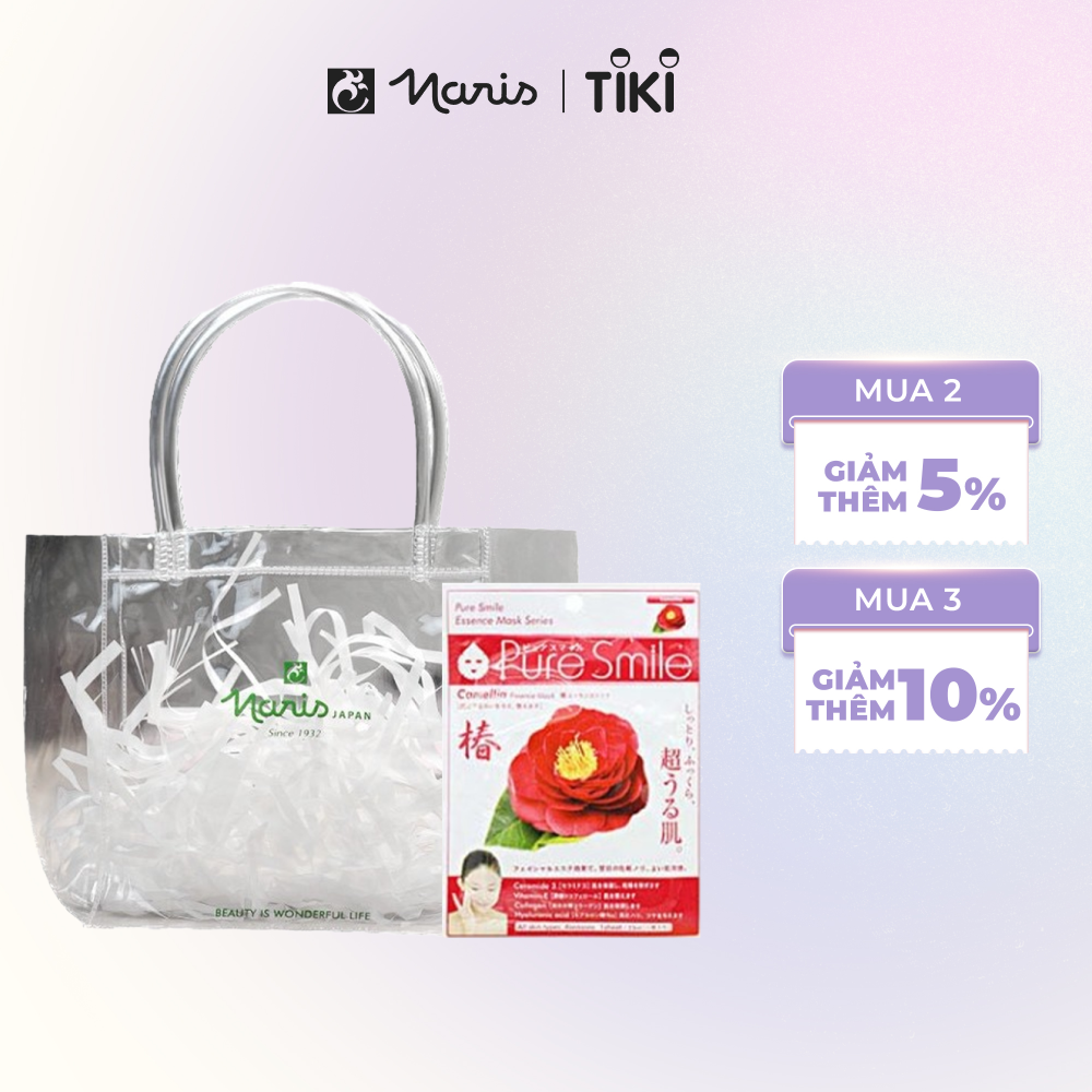 Túi đựng mỹ phẩm trong suốt và Mặt nạ mặt Naris Pure Smile