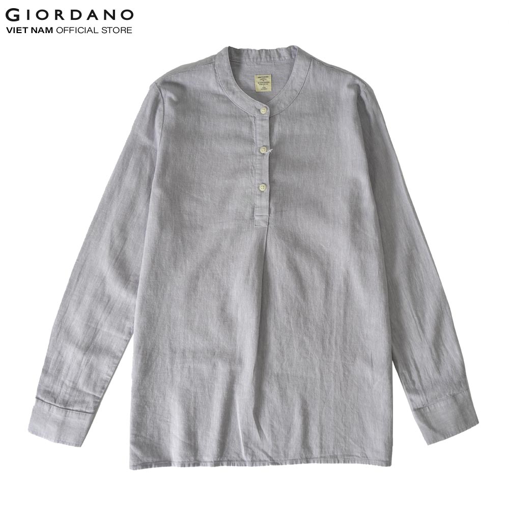 Áo Sơ Mi Dài Tay Linen Shirt Nữ GIORDANO 05341203