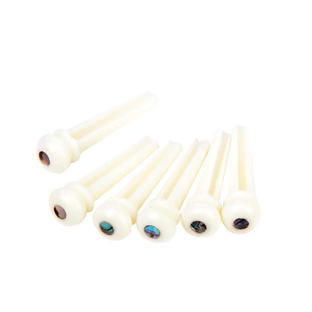 6 Pieces Acoustic Guitar Bone Bridge Pins with Saddle Nut for Guitar Parts