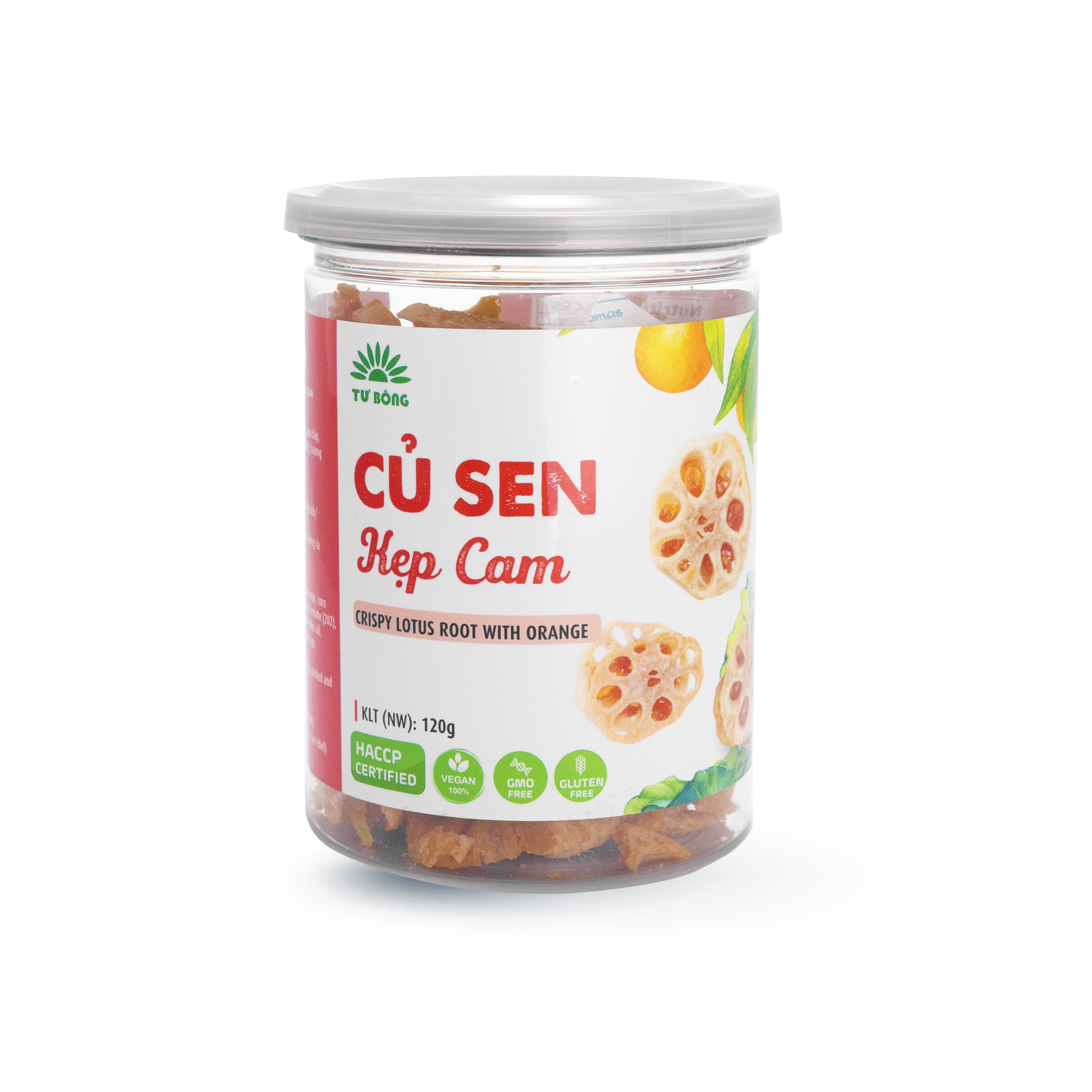 CỦ SEN KẸP CAM TƯ BÔNG -HŨ 120G- MÓN ĂN VẶT LẠ MIỆNG, THƠM NGON