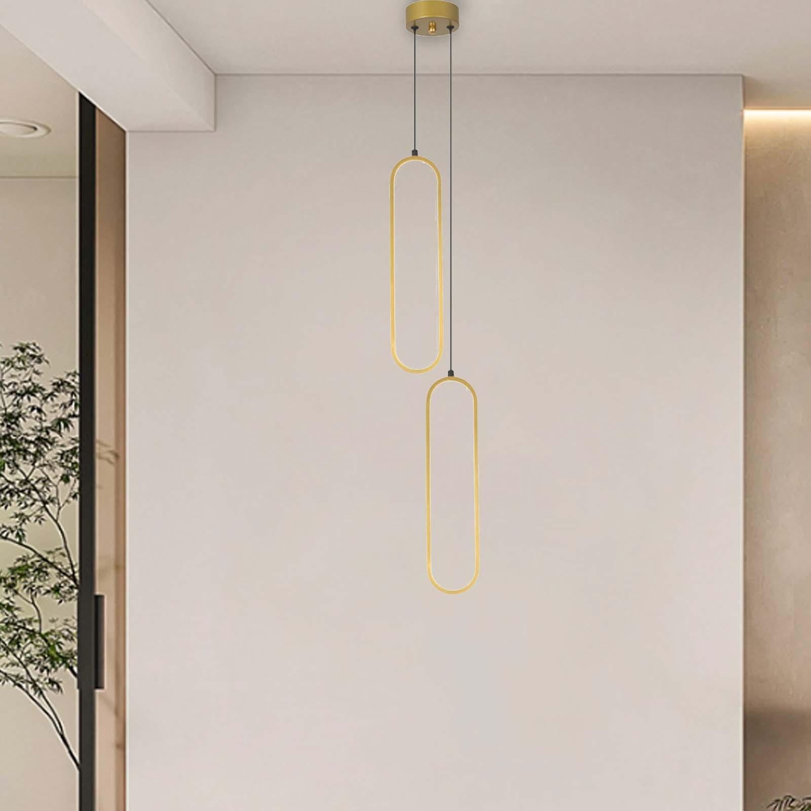 Golden Ceiling Hanging LED Pendant Lighting Adjustable Length Easily Install Pendant Chandelier Aluminum Body for Hallway, Dining Room, Bars