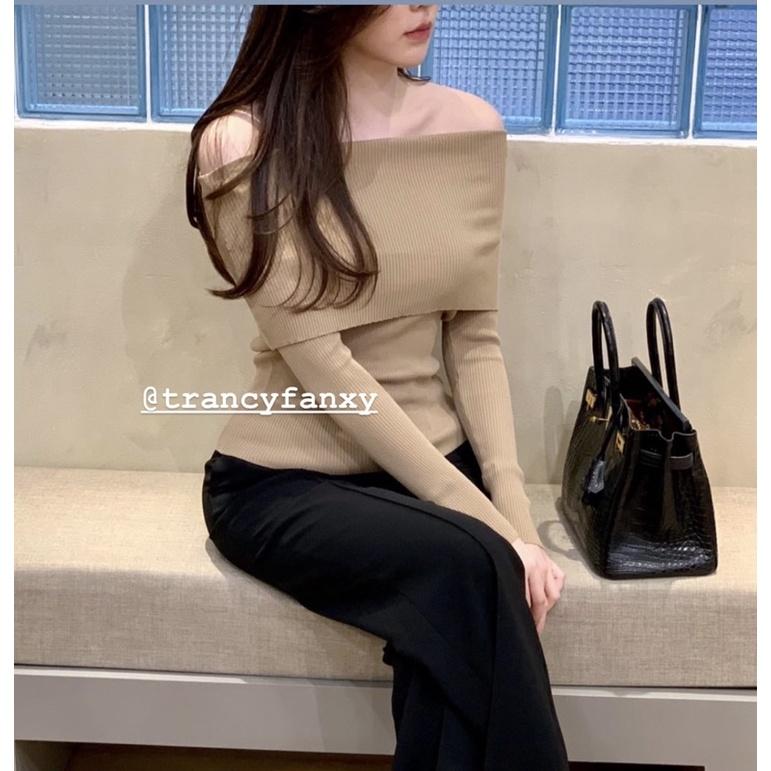 Áo trễ vai len dài tay