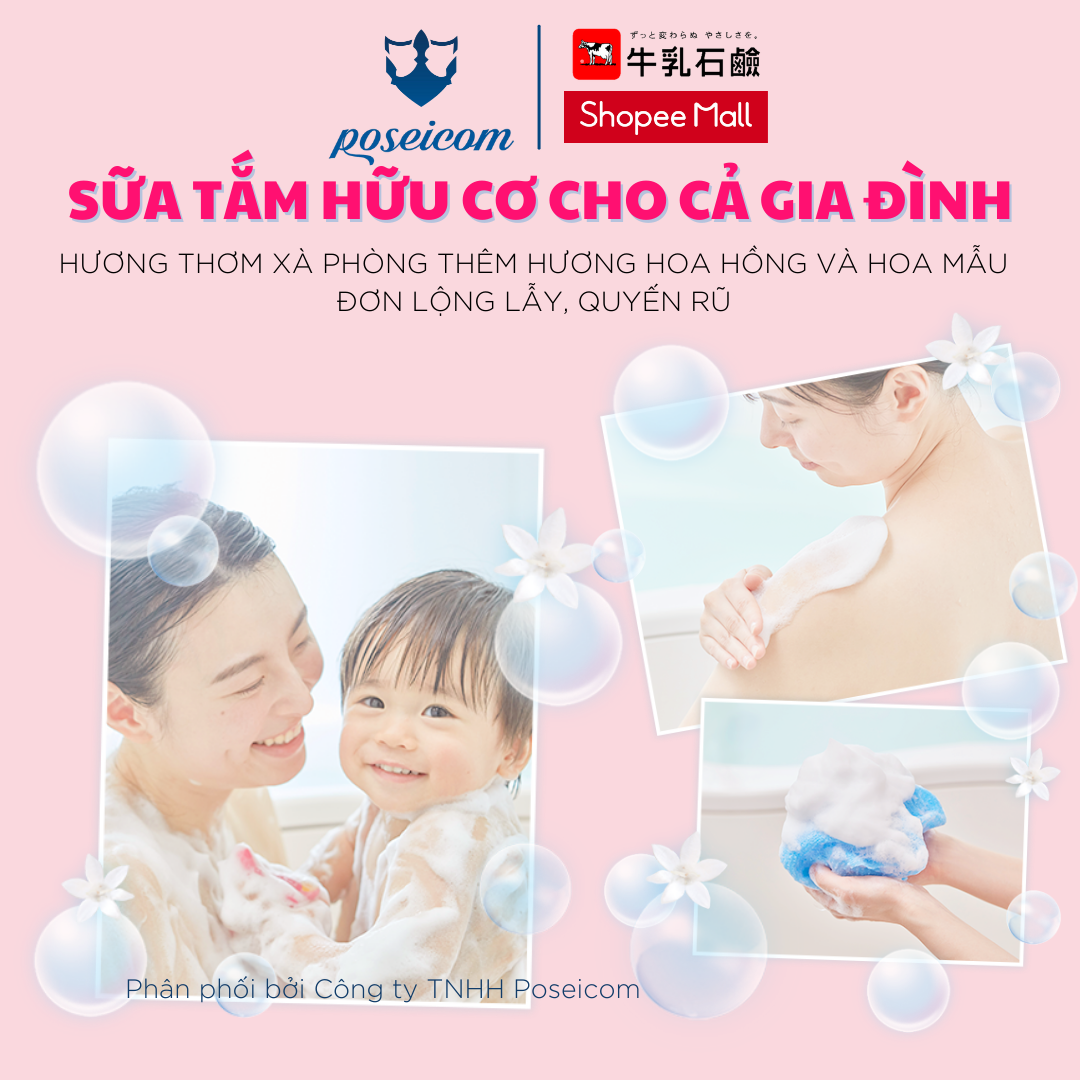 Sữa Tắm Milk Body Soap Cow Hương Hoa Hồng Túi thay thế 400ml POSEICOM 4901525006323