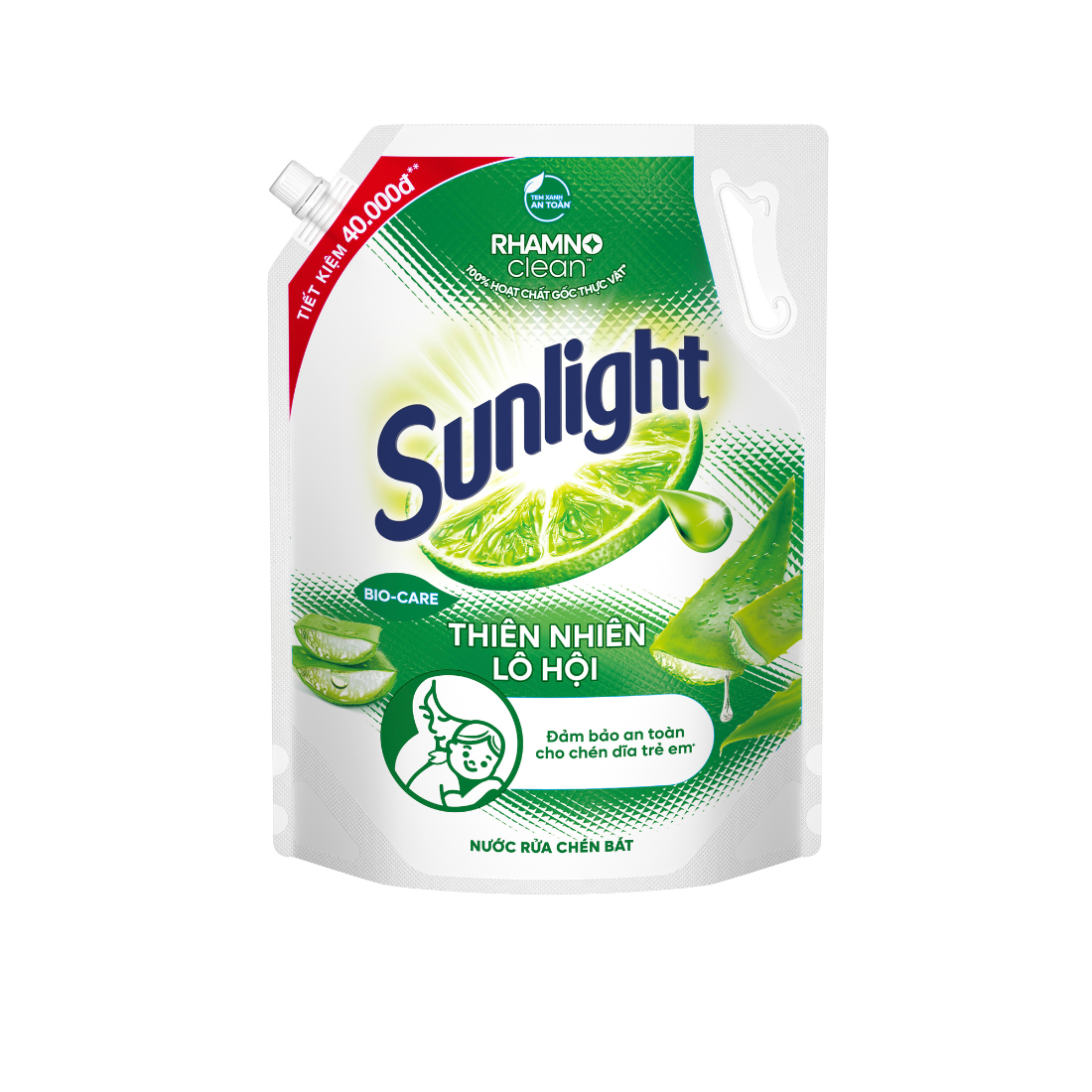 Nước rửa chén Sunlight Bio-care Thiên Nhiên 100% Gốc thực vật - Muối Khoáng Lô Hội Túi 3.3KG