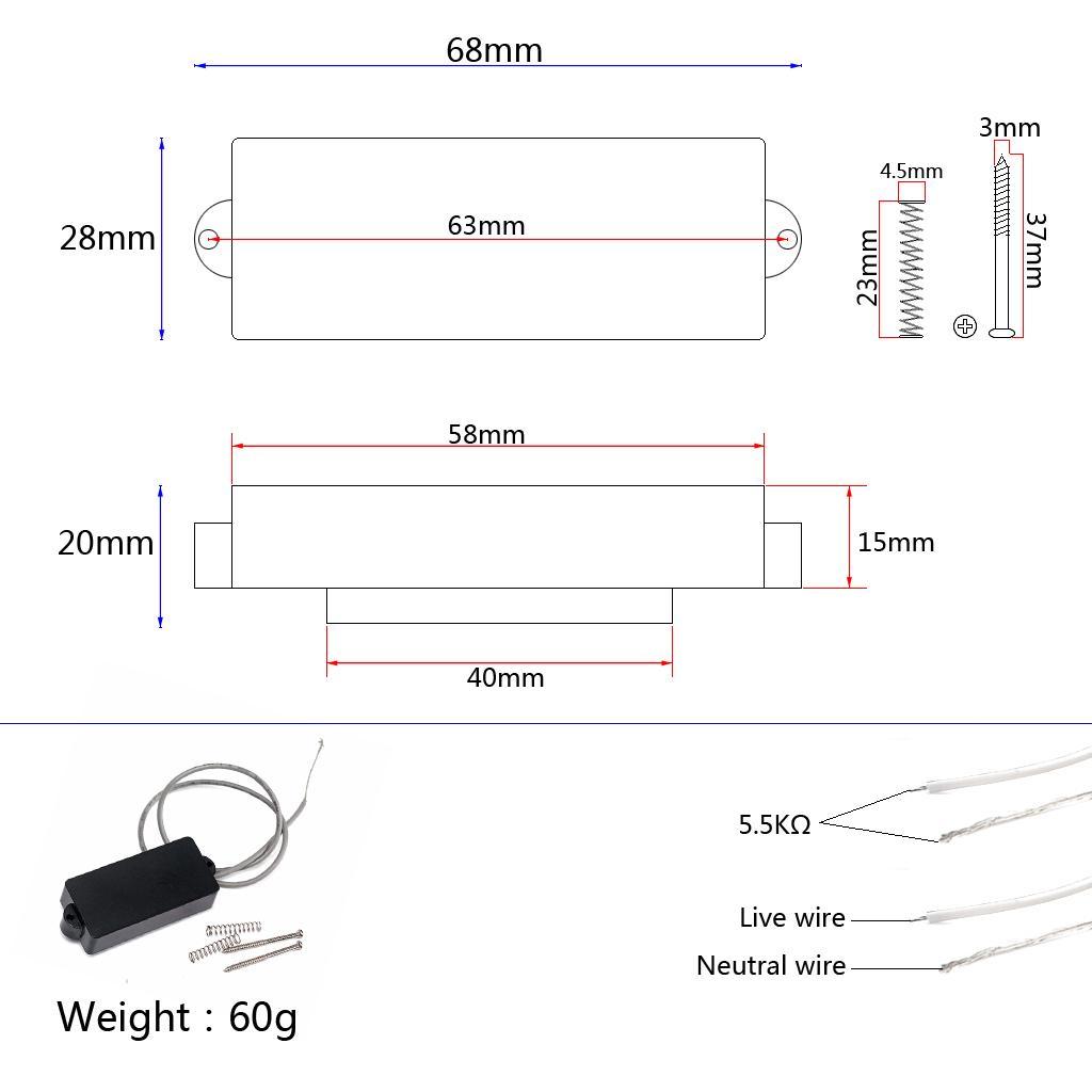 Black Covered Single-coil 4-Pole Pickup for Cigar Box Guitar & Bass