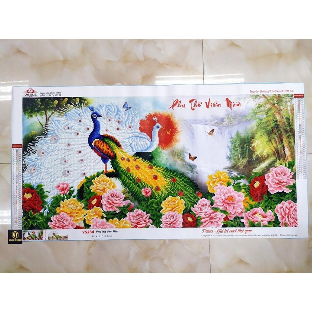 Tranh đính đá Phu thê viên mãn - chưa đính