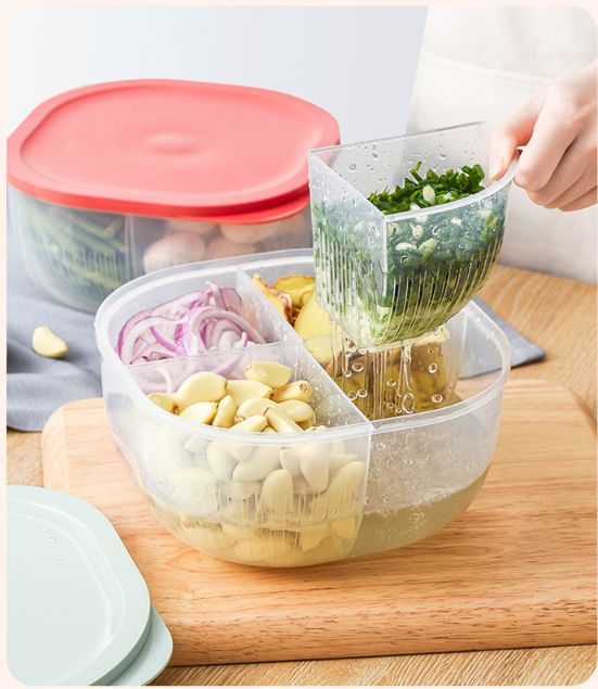 Hộp hành tỏi 4 ngăn để tủ lạnh