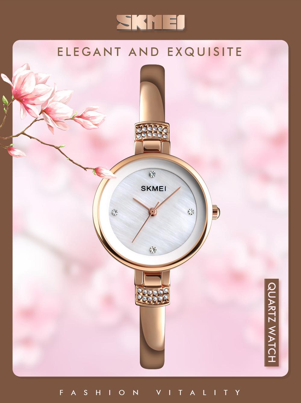 Đồng hồ đeo tay SKMEI 1409 Nữ Quartz đơn giản Dây đeo bằng hợp kim chống thấm nước