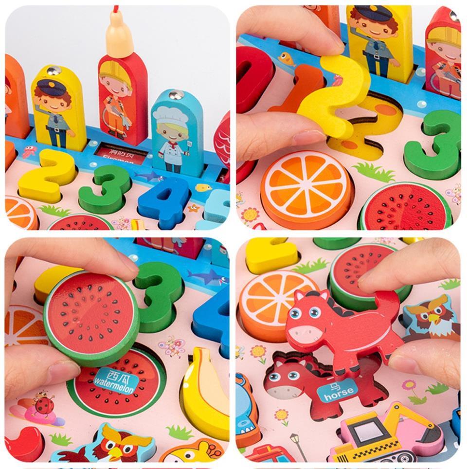 Bộ BẢNG SỐ VÀ CÂU CÁ nam châm bằng gỗ cho bé nhận biết