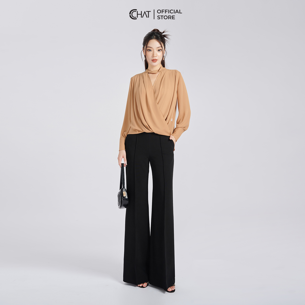 Áo Kiểu Nữ Cổ Xoắn Xếp Ly Bom Gấu Chất Voan Cao Cấp Mềm Nhẹ 53ADV2010ST