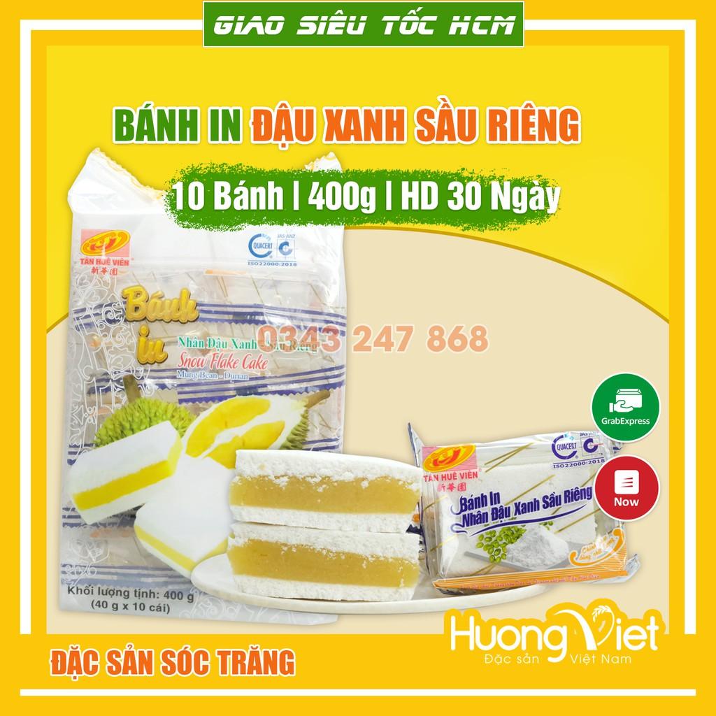 Đặc Sản Sóc Trăng - Bánh In Đậu Xanh Sầu Riêng Tân Huê Viên Túi 10 Bánh 400G, Đặc Sản Bánh In Sóc Trăng Nhân Đậu Xanh, Sầu Riêng