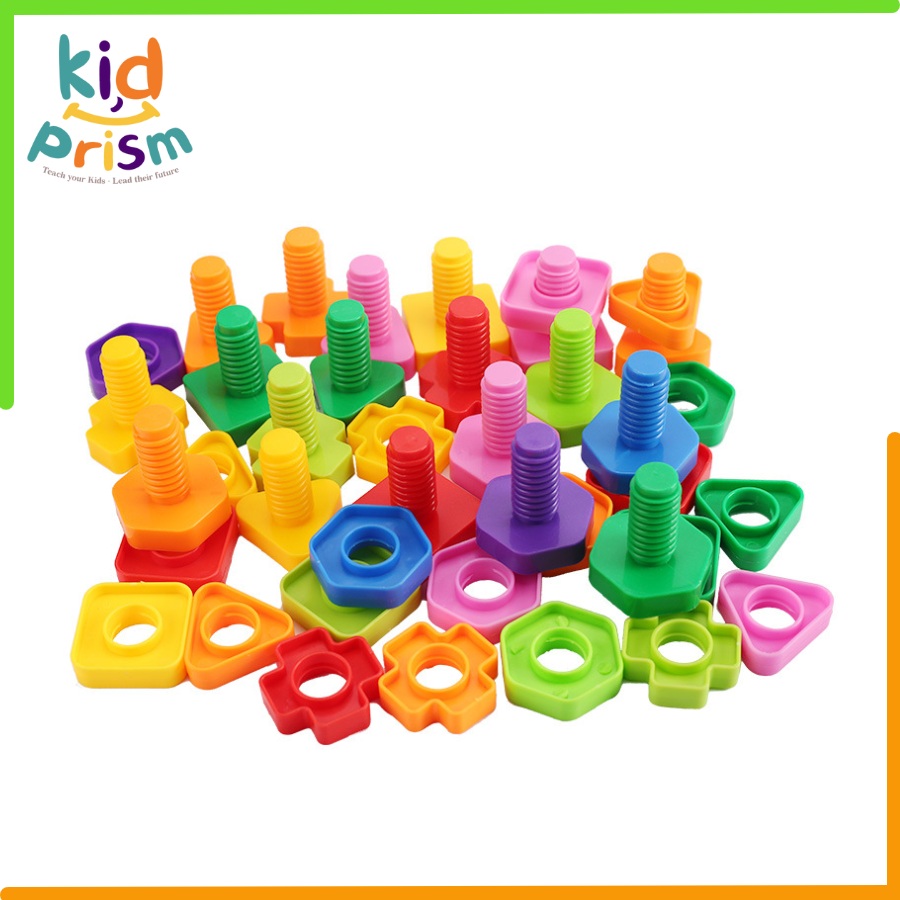 Set Bu Lông Ốc Vít - Đồ Chơi luyện tay Bằng Nhựa siêu thú vị Cho Bé - Giáo cụ Montessori