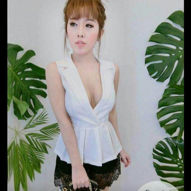 Sét vest đắp chéo váy ren gợn