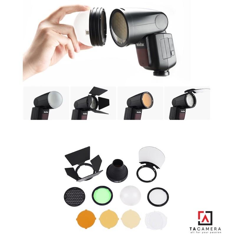 Combo Đèn Flash Godox V1 + Bộ Tản Sáng AK-R1 - Hàng Chính Hãng