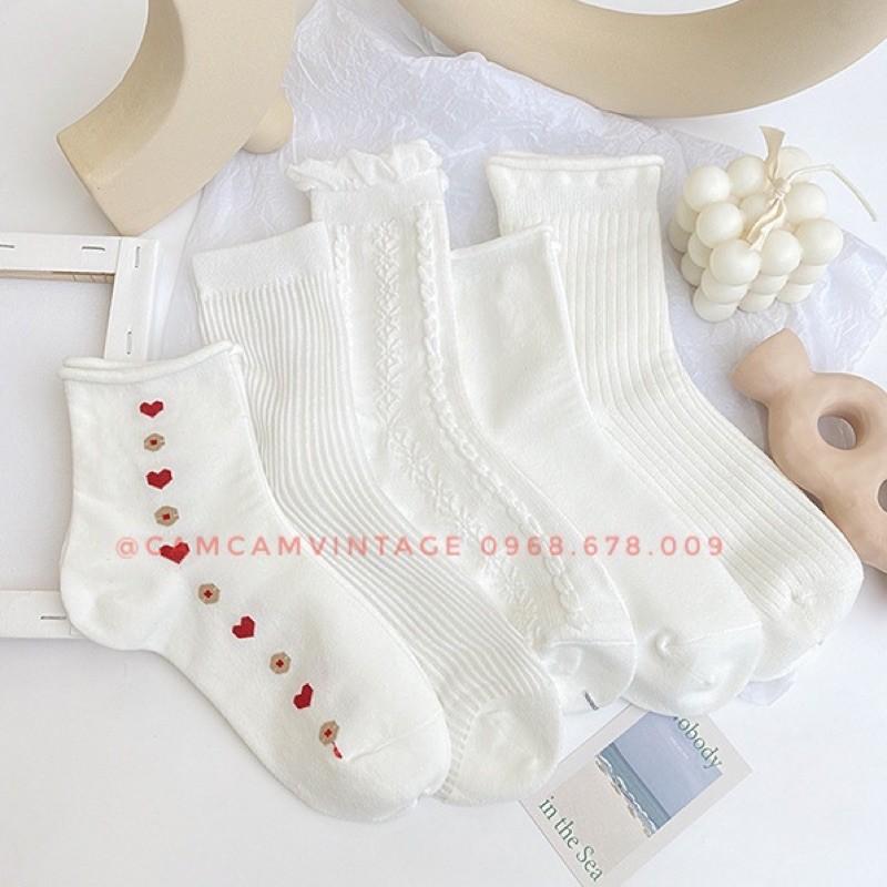 SET TẤT TRẮNG LOLITA CỔ CAO NỮ VỚ CAO CỔ TIỂU THƯ LOLITA TẤT VỚ NỮ CỔ BÈO NHÚN ULZZANG STYLE HÀN QUỐC