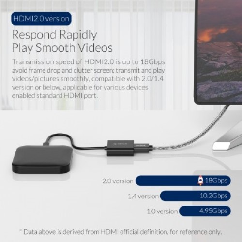 Cáp Nối HDMI V2.0 Màu Đen ORICO HD501 - Hàng Chính Hãng