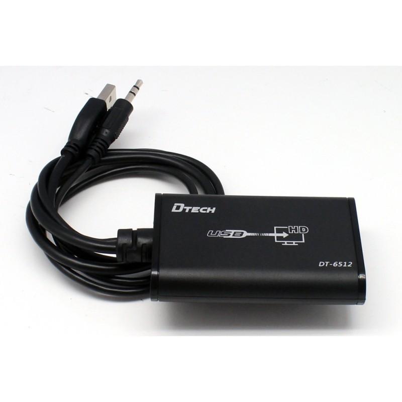 Cáp USB -&gt; HDMI + Audio Dtech DT 6512, cáp chuyển đổi từ USB sang HDMI